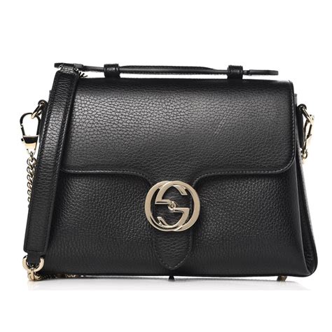 Gucci Interlocking G Black Leather Chain Shoulder Bag 510302